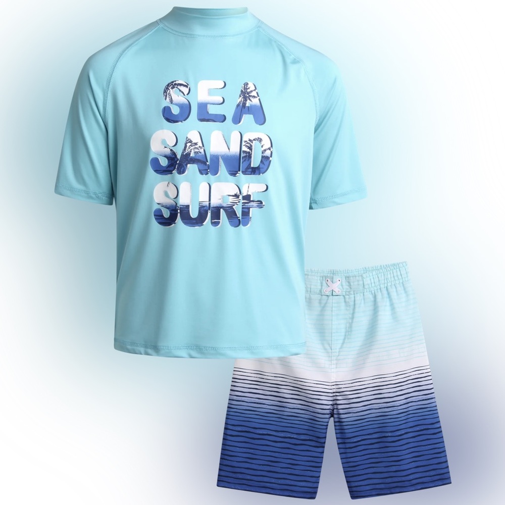NWT iXtreme Rash Guard Shirt Swim Shorts Set 2 Piece Boys 2T Beach UPF 50+